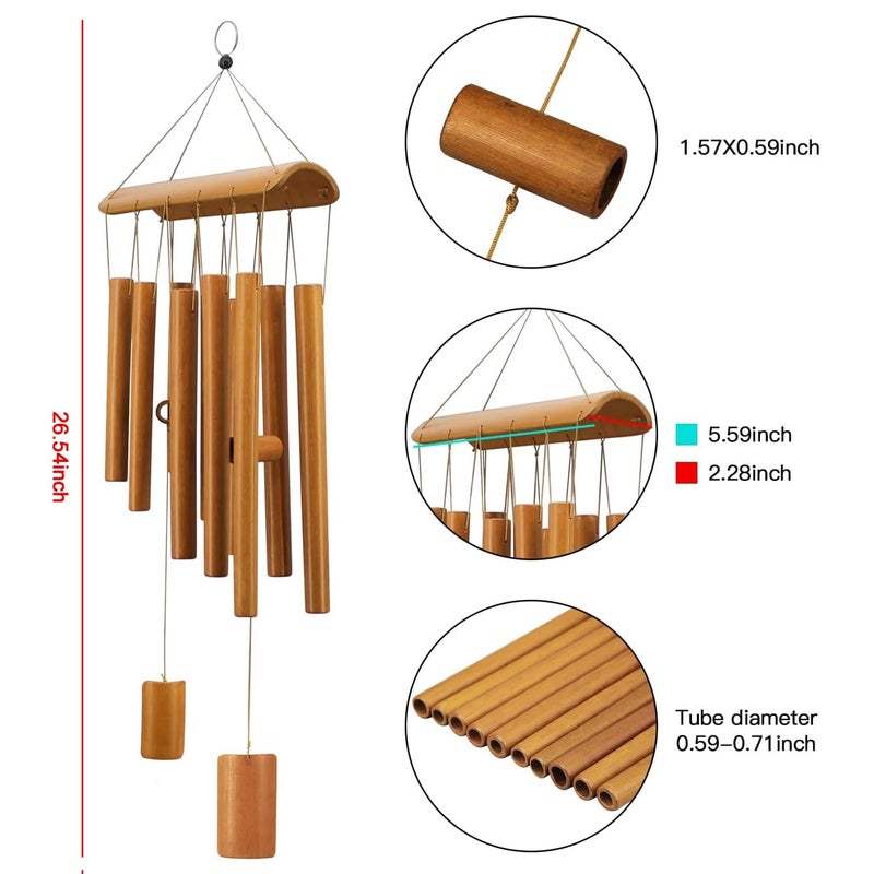 Virekm Windchimes Outdoors  Memorial Wind Chimes  Bamboo Wind Chimes for Outside Clearance Deep Tone for Patio Garden Home D?cor  Natural Beautiful Sound - Image 3